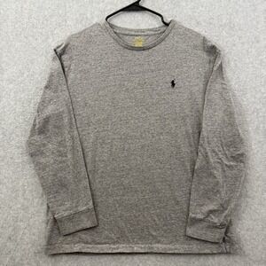Polo Ralph Lauren Shirt Men's Large Gray Classic Fit Long Sleeve Crew Neck Pony